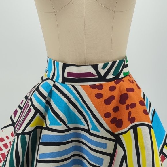 Vintage Pink Lucy Graphic Circle Skirt Colorful S retro 60s 80s pop art party - Picture 3 of 6